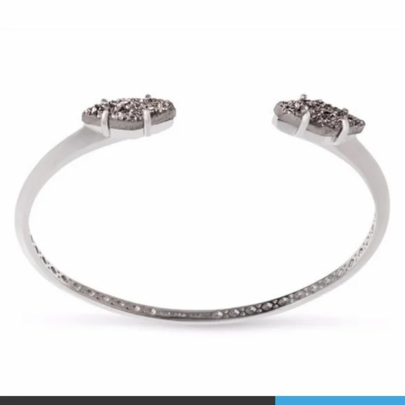 SOLD Kendra Scott Silver Leanor Bar Platinum Drusy Quartz Necklace and B… - Picture 6 of 6